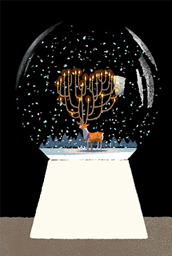 スノードームの中で可愛らしいトナカイが、あたたかいキャンドルの光を灯しています。言葉のギフトを贈る気持ちで、2022発売の「冬のグリーティング」の切手と合わせてお楽しみください。